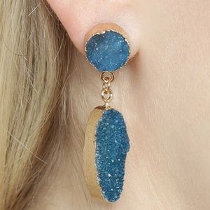 BLUE DRUZY DROP EARRINGS